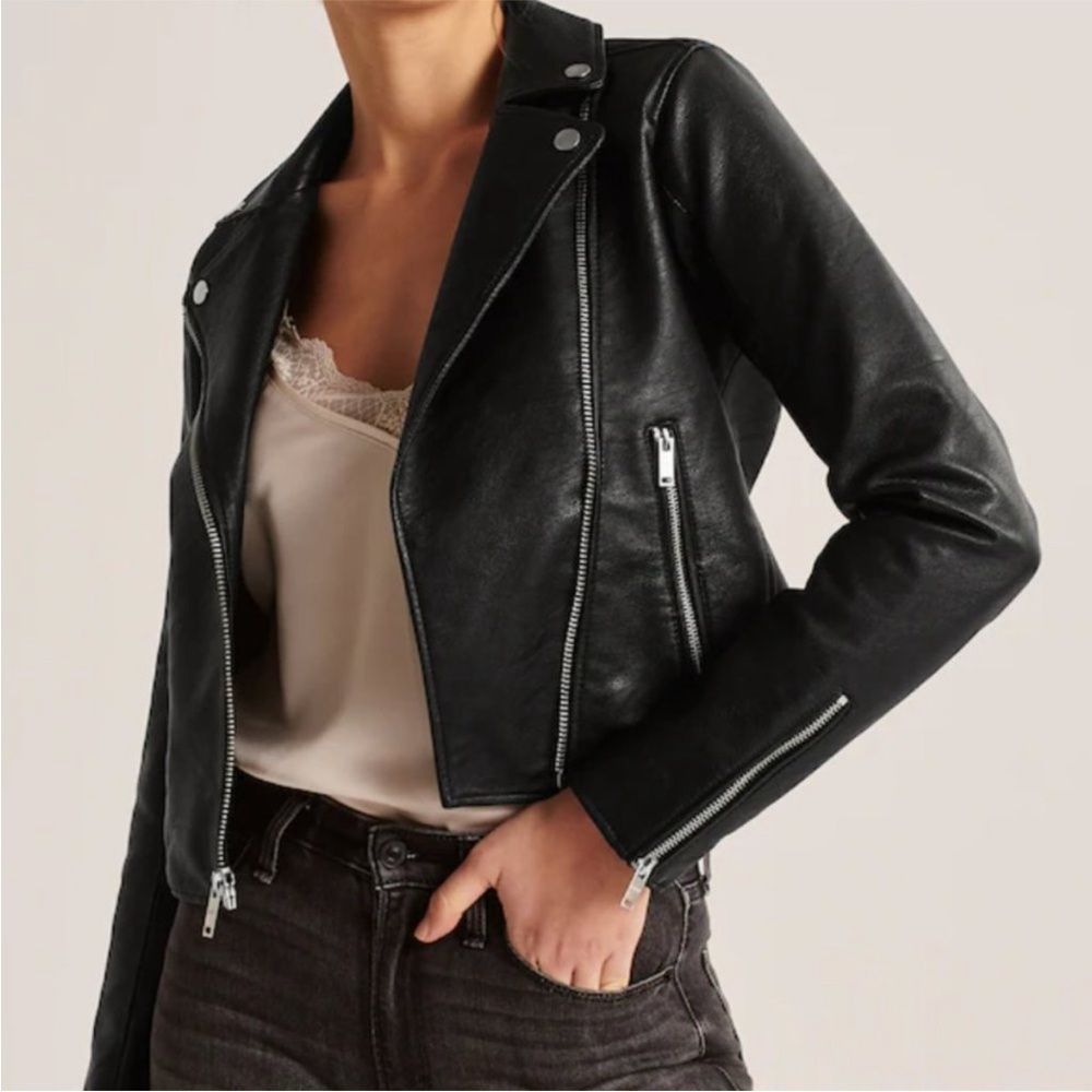 Abercrombie & Fitch Vegan Leather Moto Jacket XS - Picture 6 of 11